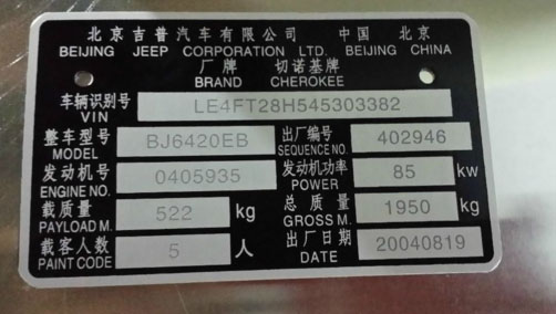 北京汽车标牌